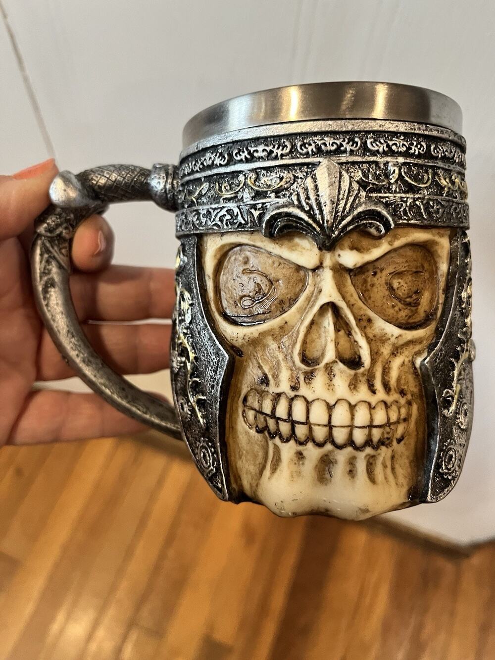 Viking Metal Skull Coffee Mug Halloween Tankard LOTR GOT
